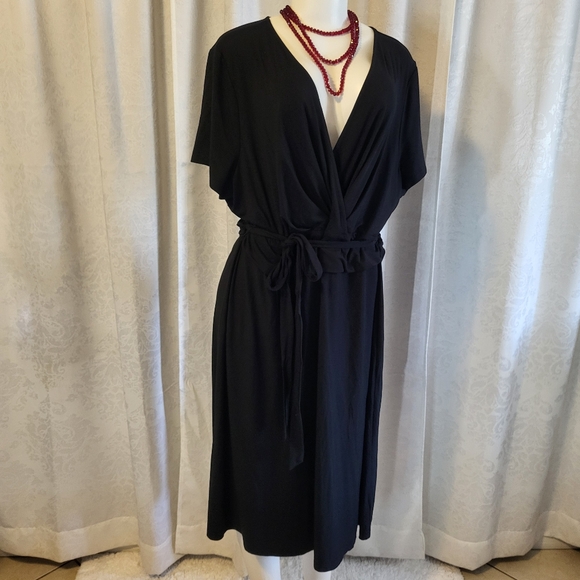 TALBOTS Womens Wrap Front Jersey Dress, Plus Size 3X, Black - Picture 5 of 14